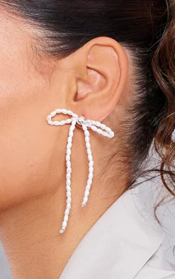 PrettyLittleThing Statement Earrings*Beaded Bow Tassel Earrings