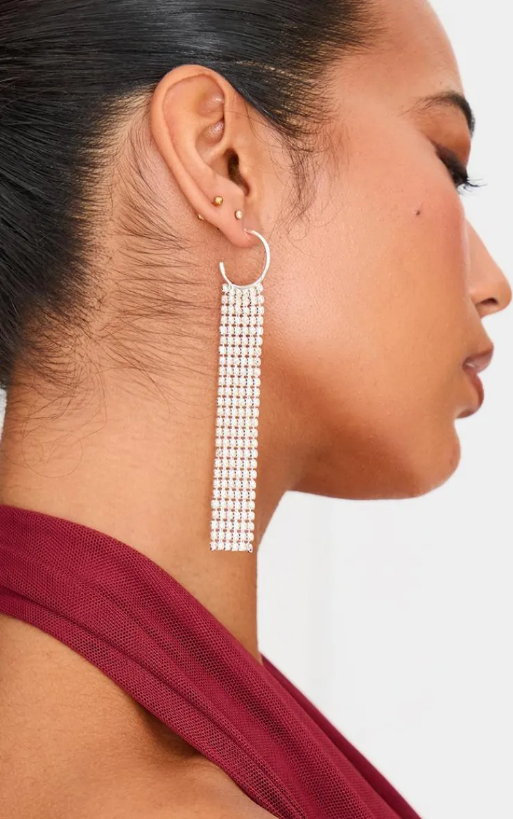 PrettyLittleThing Hoop Earrings*Chain Drop Hoop Earrings