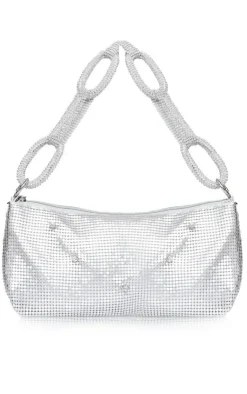 PrettyLittleThing Shoulder Bags*Chainmail Diamante Link Strap Shoulder Bag