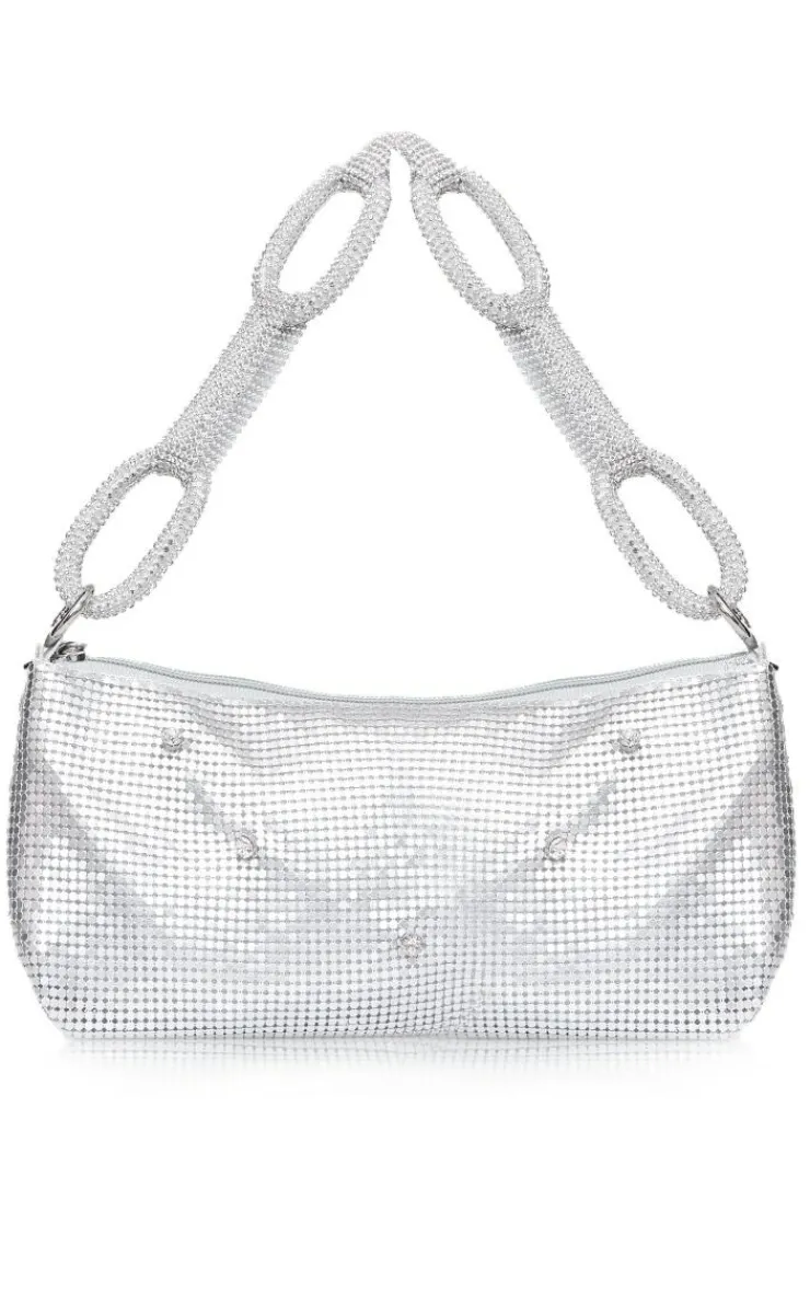 PrettyLittleThing Shoulder Bags*Chainmail Diamante Link Strap Shoulder Bag