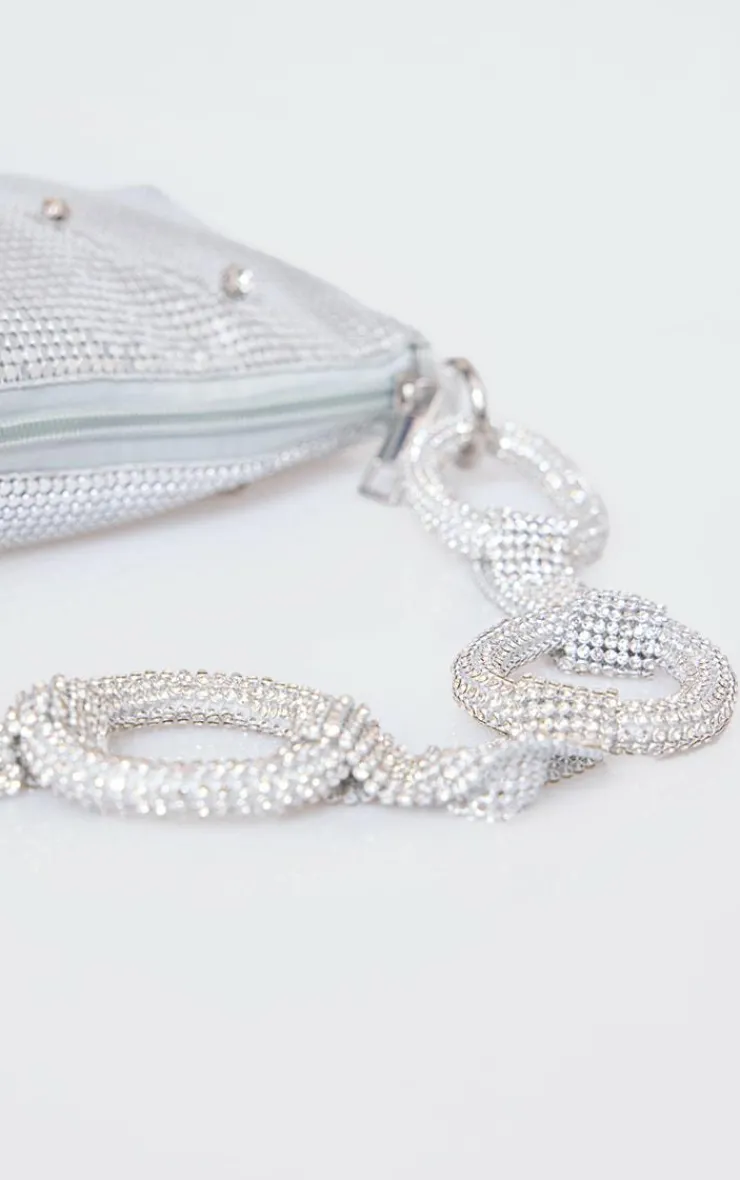 PrettyLittleThing Shoulder Bags*Chainmail Diamante Link Strap Shoulder Bag