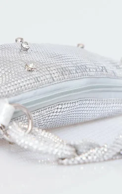PrettyLittleThing Shoulder Bags*Chainmail Diamante Link Strap Shoulder Bag