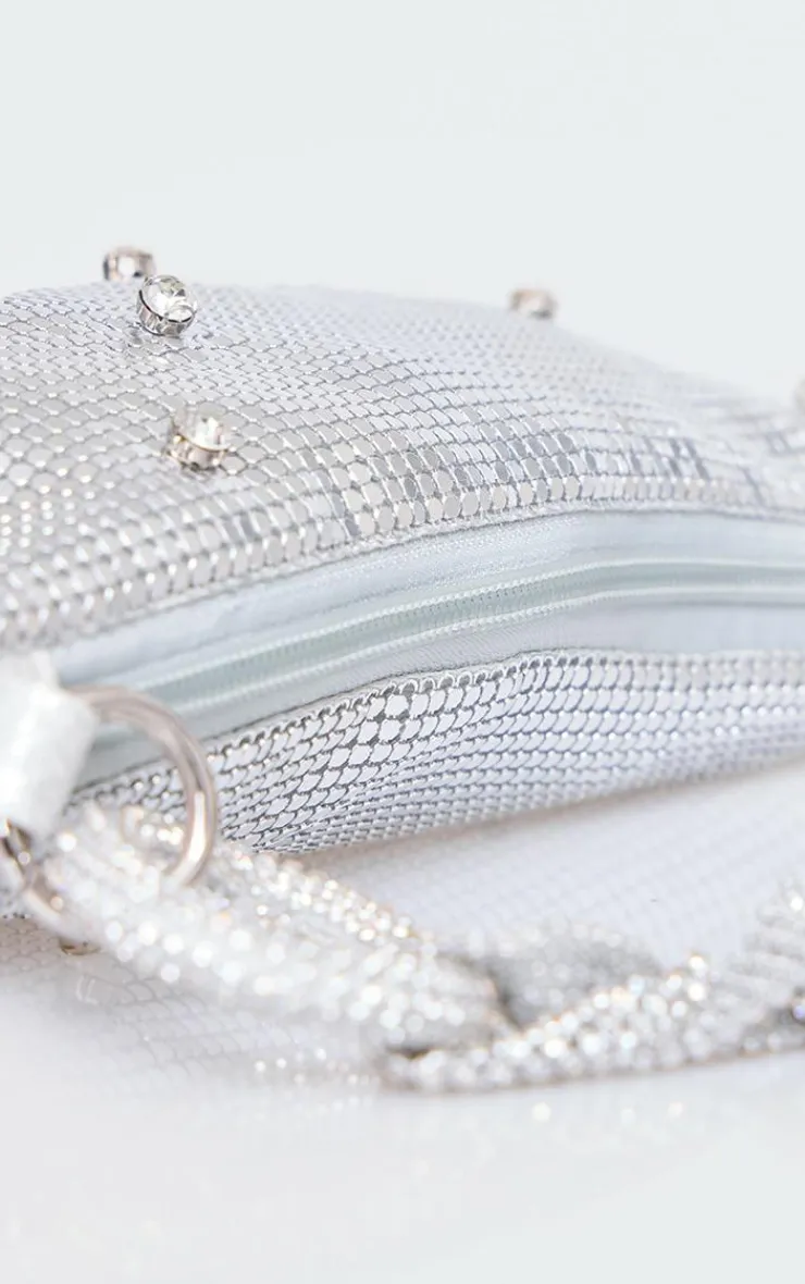 PrettyLittleThing Shoulder Bags*Chainmail Diamante Link Strap Shoulder Bag