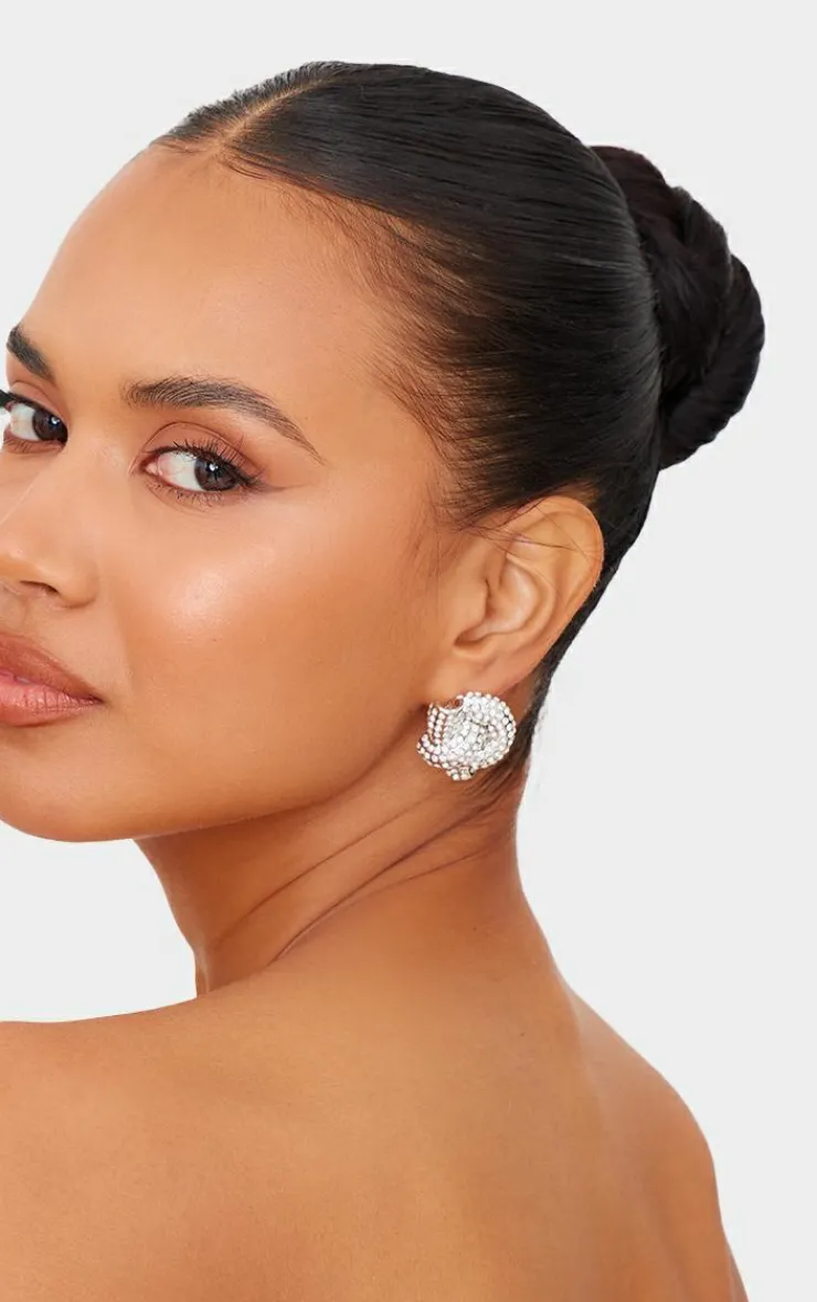 PrettyLittleThing Statement Earrings*Chunky Diamante Knot Stud Earrings
