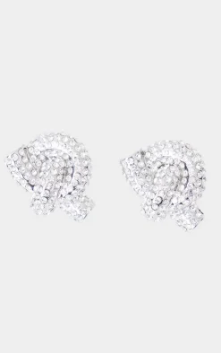 PrettyLittleThing Statement Earrings*Chunky Diamante Knot Stud Earrings