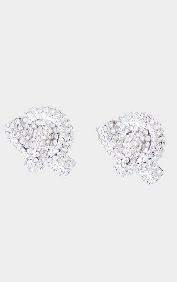 PrettyLittleThing Statement Earrings*Chunky Diamante Knot Stud Earrings