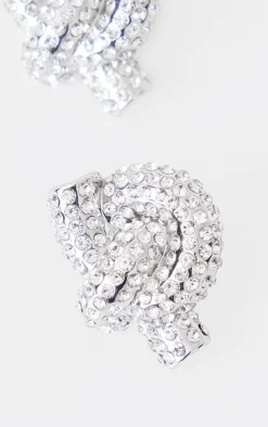 PrettyLittleThing Statement Earrings*Chunky Diamante Knot Stud Earrings