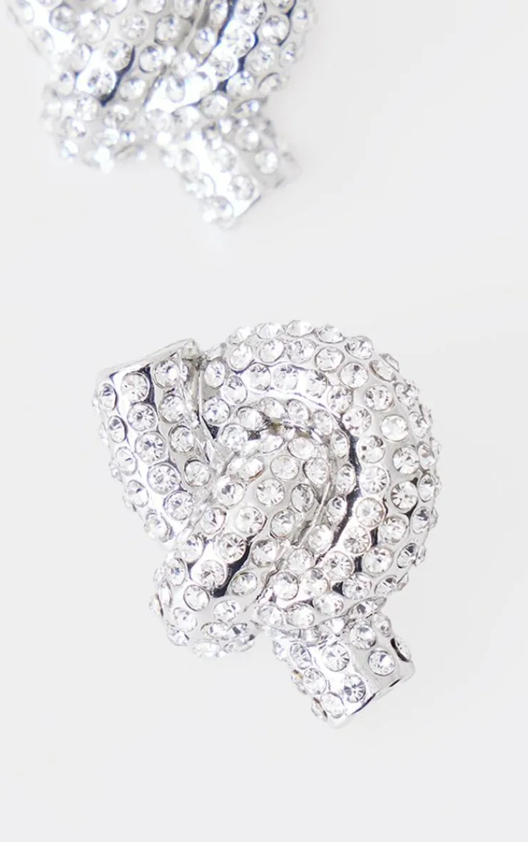 PrettyLittleThing Statement Earrings*Chunky Diamante Knot Stud Earrings