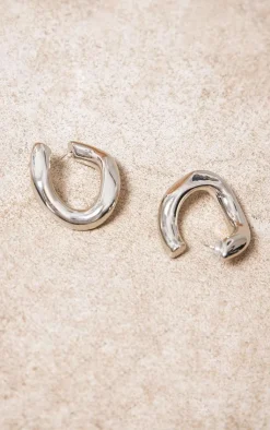 PrettyLittleThing Hoop Earrings*Chunky Link Wave Hoop Earrings