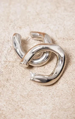 PrettyLittleThing Hoop Earrings*Chunky Link Wave Hoop Earrings