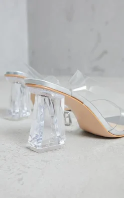 PrettyLittleThing Statement Heels*Clear Ankle Strap Block Cone Heeled Sandals