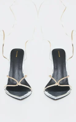 PrettyLittleThing Heeled Sandals*Contrast Pu Point Toe Lace Up Heeled Sandals