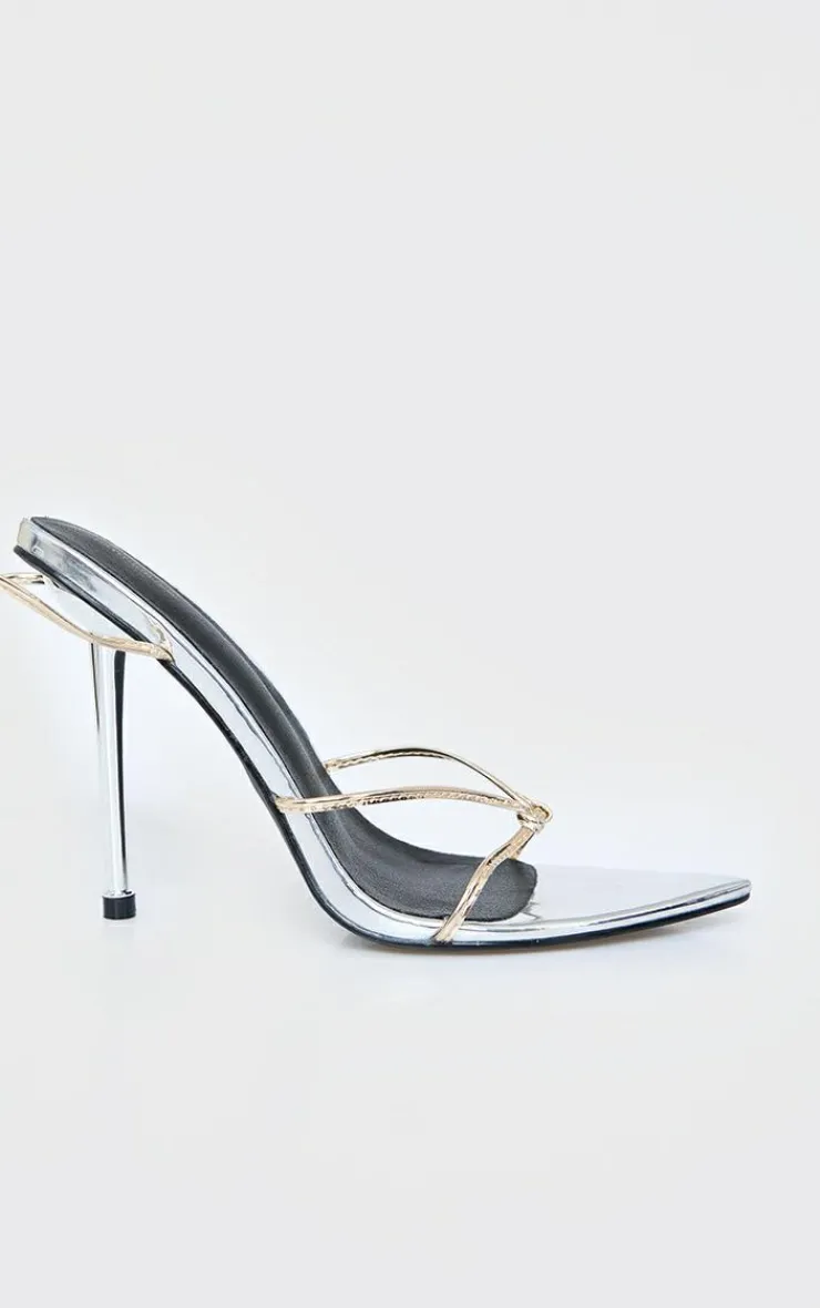 PrettyLittleThing Heeled Sandals*Contrast Pu Point Toe Lace Up Heeled Sandals