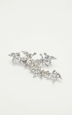 PrettyLittleThing Statement Earrings*Crystal Floral Affect Chain Ear Climber