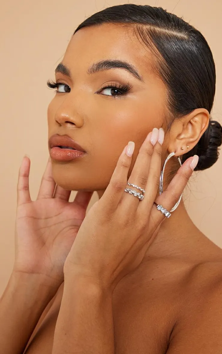 PrettyLittleThing Rings*Diamante Baguette 3 Pack Ring Set