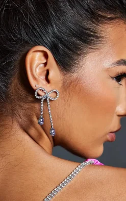 PrettyLittleThing Statement Earrings*Diamante Bow Gem Drop Earrings