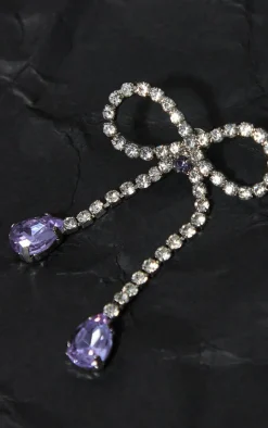PrettyLittleThing Statement Earrings*Diamante Bow Gem Drop Earrings