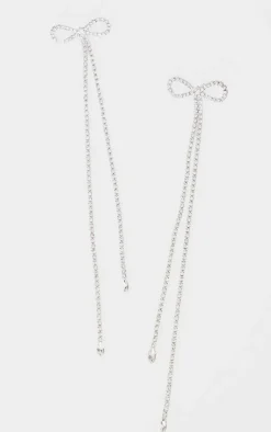 PrettyLittleThing Statement Earrings*Diamante Bow Long Statement Earrings