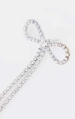 PrettyLittleThing Statement Earrings*Diamante Bow Long Statement Earrings