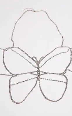PrettyLittleThing Body Jewelry*Diamante Butterfly Chain Bralette