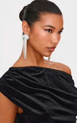 PrettyLittleThing Statement Earrings*Diamante Chunky Shell Tassel Statement Earrings