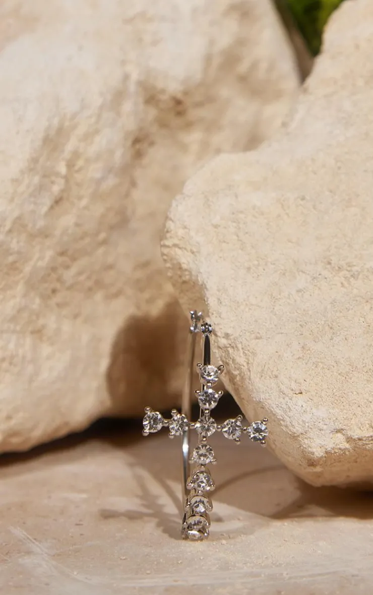 PrettyLittleThing Hoop Earrings*Diamante Cross Hoop Earrings