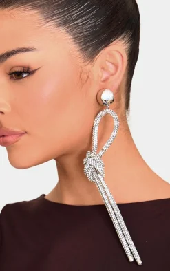 PrettyLittleThing Statement Earrings*Diamante Knot Statement Earrings