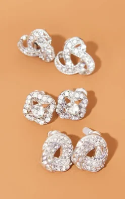 PrettyLittleThing Earrings*Diamante Knotted Stud Earrings Multi Pack