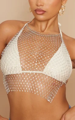 PrettyLittleThing Body Jewelry*Diamante Mesh Halter Neck Body Jewelry