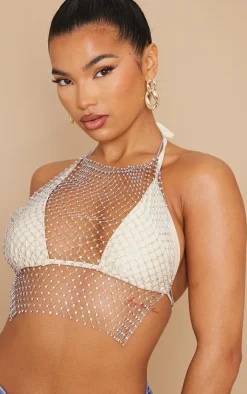 PrettyLittleThing Body Jewelry*Diamante Mesh Halter Neck Body Jewelry