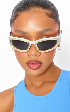 PrettyLittleThing Visor Sunglasses*Diamante Sporty Visor Sunglasses
