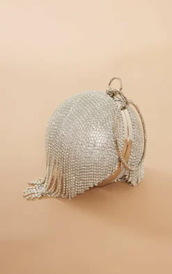 PrettyLittleThing Party Bags*Diamante Tassel Sphere Clutch