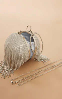 PrettyLittleThing Party Bags*Diamante Tassel Sphere Clutch