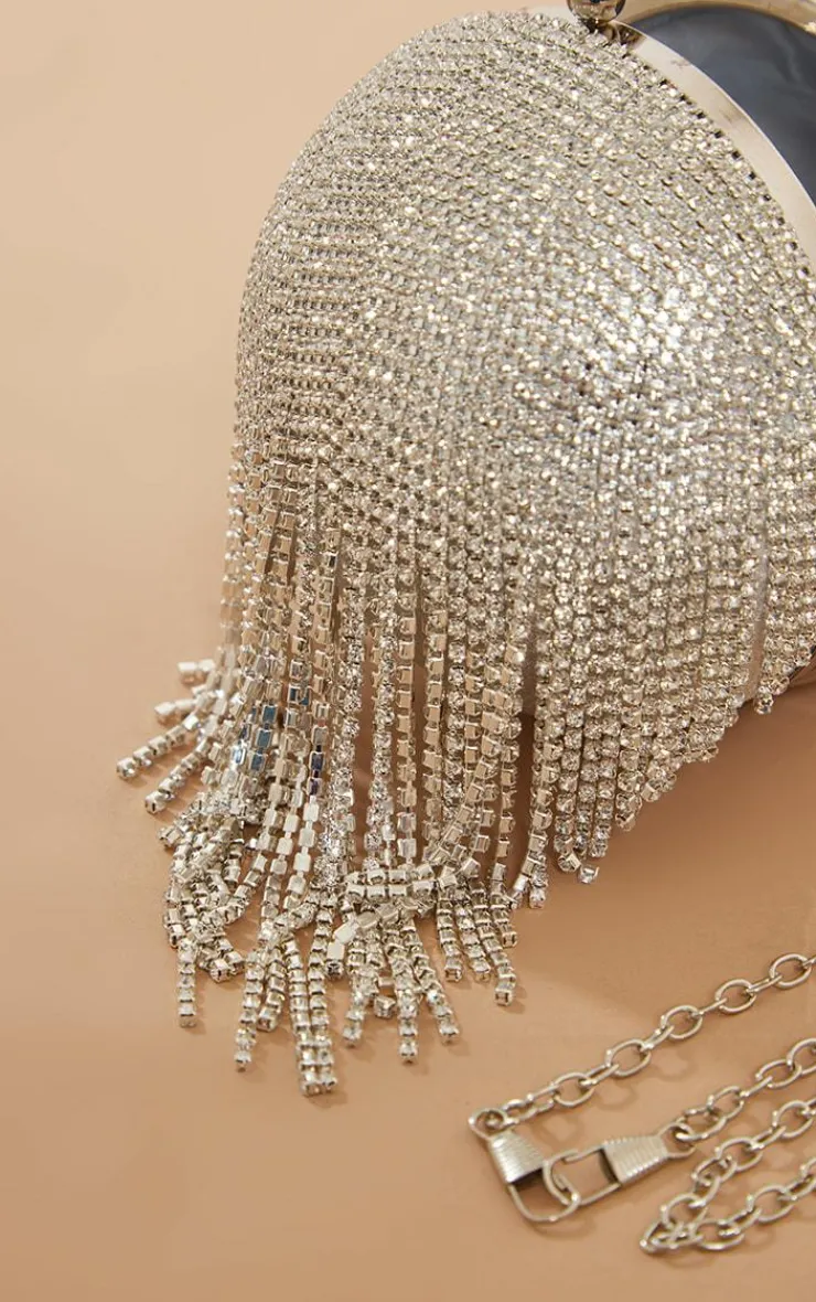 PrettyLittleThing Party Bags*Diamante Tassel Sphere Clutch