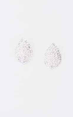 PrettyLittleThing Statement Earrings*Diamante Tear Drop Stud Earrings