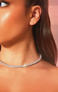 PrettyLittleThing Necklaces*Diamante Tube Choker
