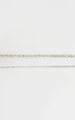 PrettyLittleThing Necklaces*Double Diamante Choker Two Pack