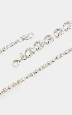 PrettyLittleThing Necklaces*Double Diamante Choker Two Pack