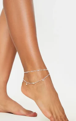 PrettyLittleThing Anklets*Double Layer Stars And Diamante Chain Anklet