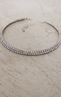 PrettyLittleThing Necklaces*Double Row Diamante Choker