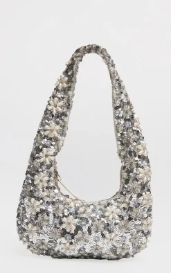 PrettyLittleThing Shoulder Bags*Flower Sequin Handbag