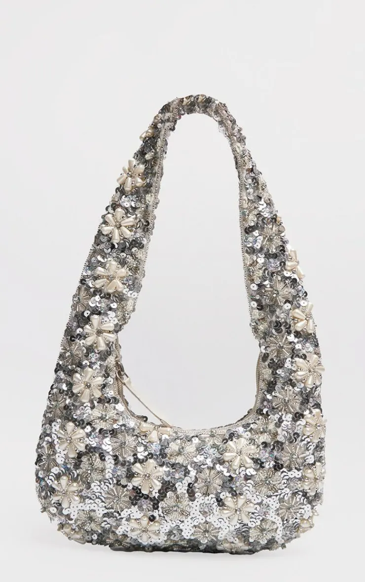 PrettyLittleThing Shoulder Bags*Flower Sequin Handbag