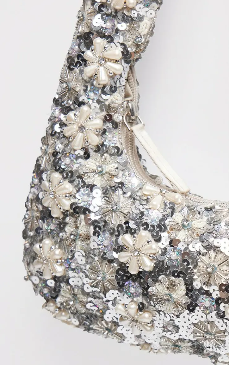 PrettyLittleThing Shoulder Bags*Flower Sequin Handbag