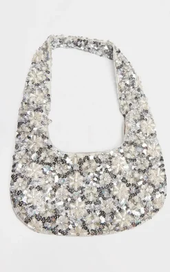 PrettyLittleThing Shoulder Bags*Flower Sequin Handbag