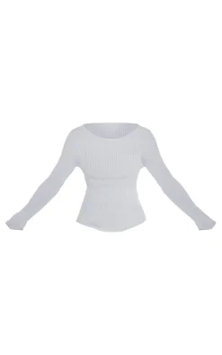 Outlet PrettyLittleThing Glitter Knitted Open Back Long Sleeve Top Silver