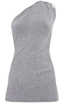 Glitter Textured One Shoulder Bodycon Dress-PrettyLittleThing Sale