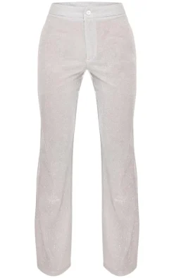 Best PrettyLittleThing Glitter Woven Wide Leg Pants Silver