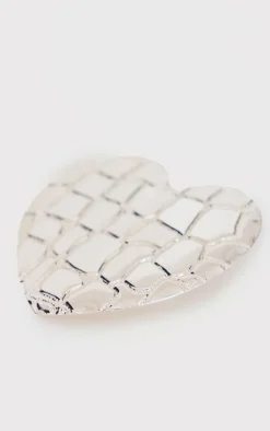 PrettyLittleThing Statement Earrings*Heart Croc Embossed Statement Earrings