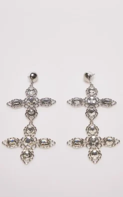 PrettyLittleThing Earrings*Large Cross Jewel Statement Earrings
