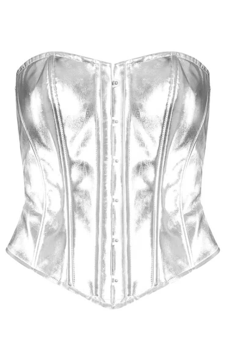 Metallic Hook And Eye Corset-PrettyLittleThing New